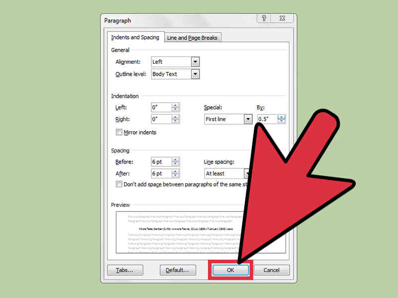 comment faire un retrait de premiere ligne sur word